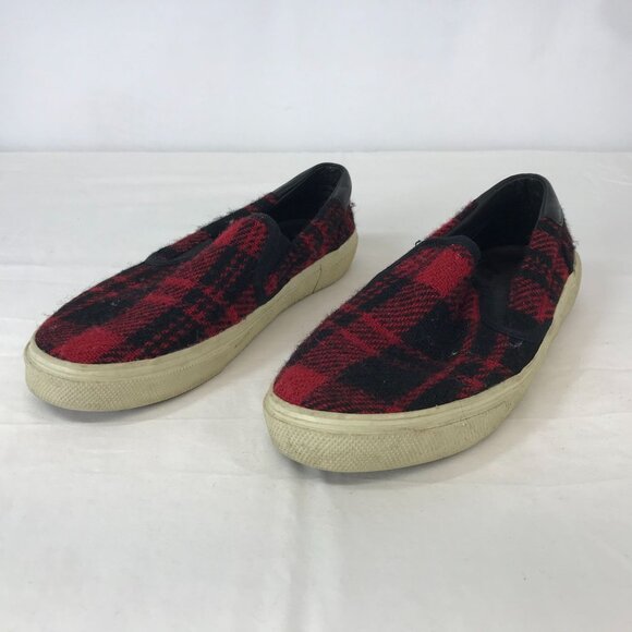 YVES SAINT LAURENT ~ WOMENS 38 ~ TWEED BUFFALO PLAID PARIS SLIP ON SHOE LOAFER - Picture 2 of 8